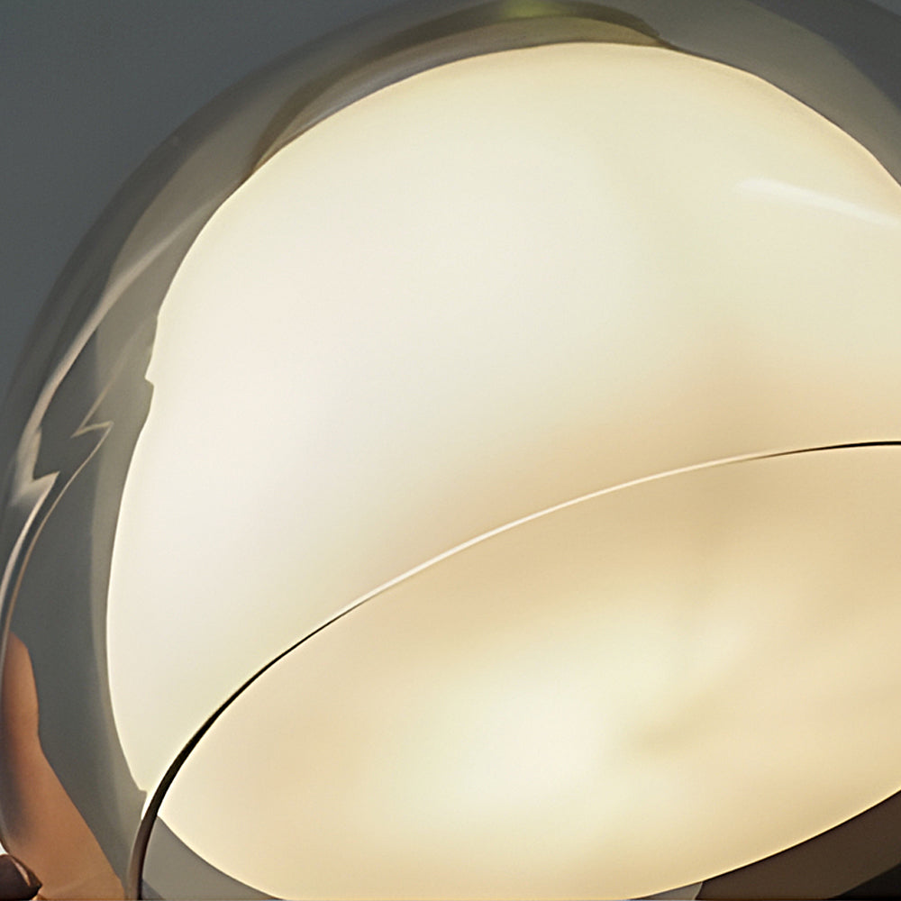 Close-up of the smoky outer glass over the milky inner dome