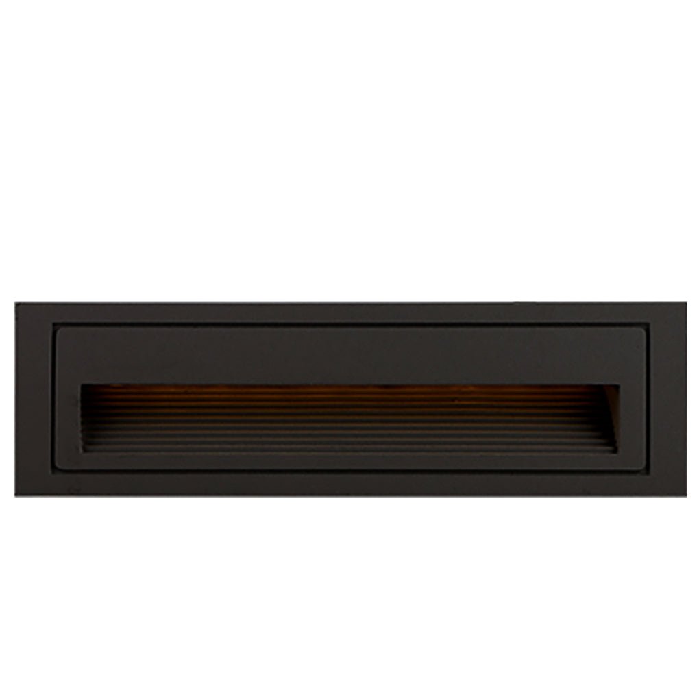 Style B black wide recessed step light, 8 by 2 inches