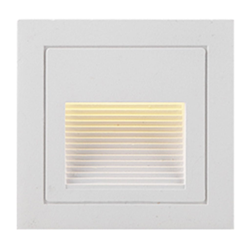 Style B white square recessed step light, 4 by 4 inches