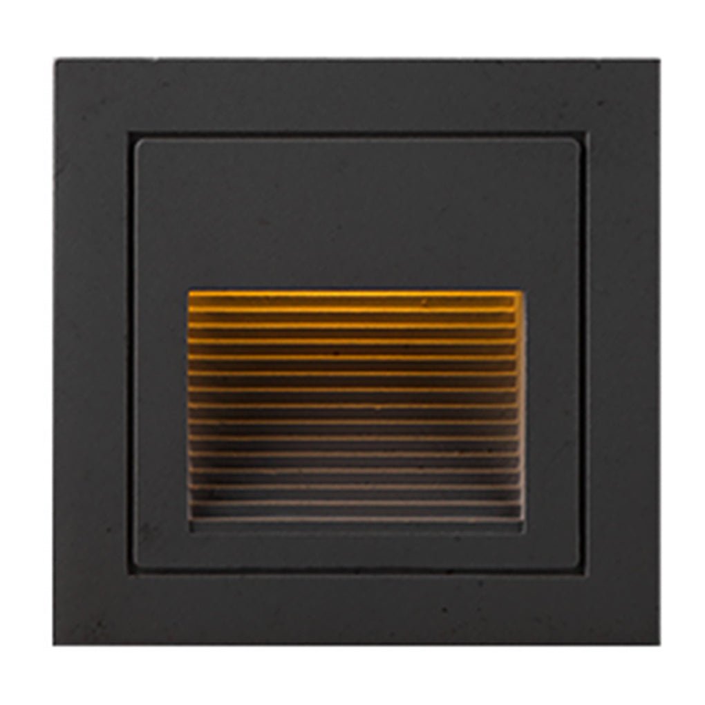 Style B black square recessed step light, 4 by 4 inches