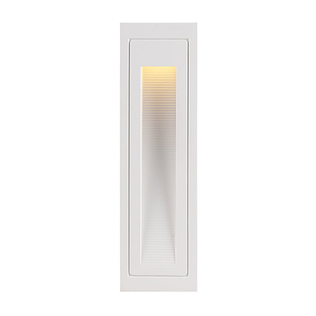 Style B white vertical recessed step light, 2 by 8 inches