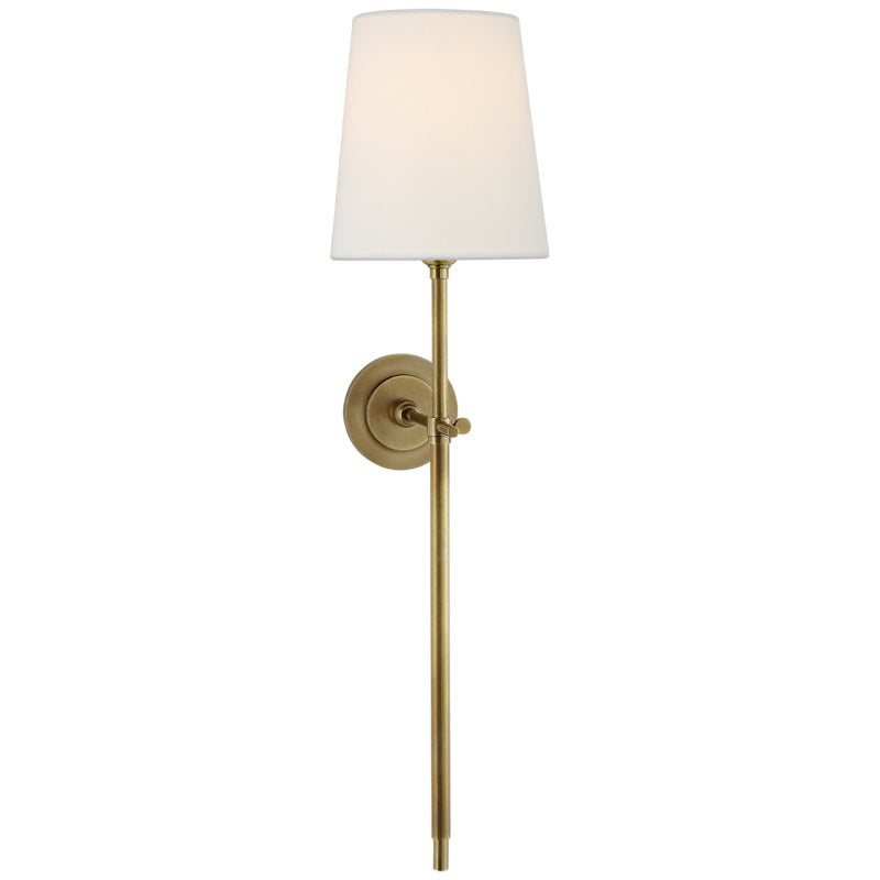 Tall single-light Bryant wall lamp in brass