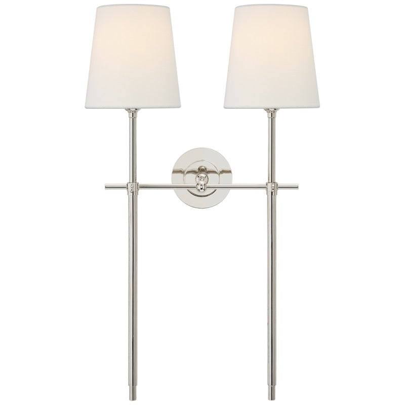Two-light Bryant wall lamp in nickel