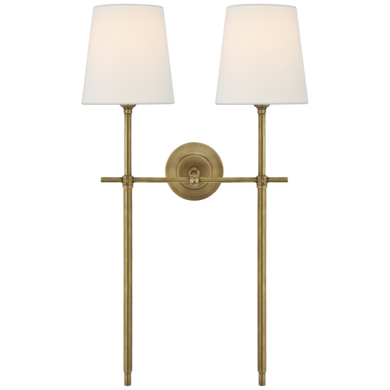 Two-light Bryant wall lamp in brass