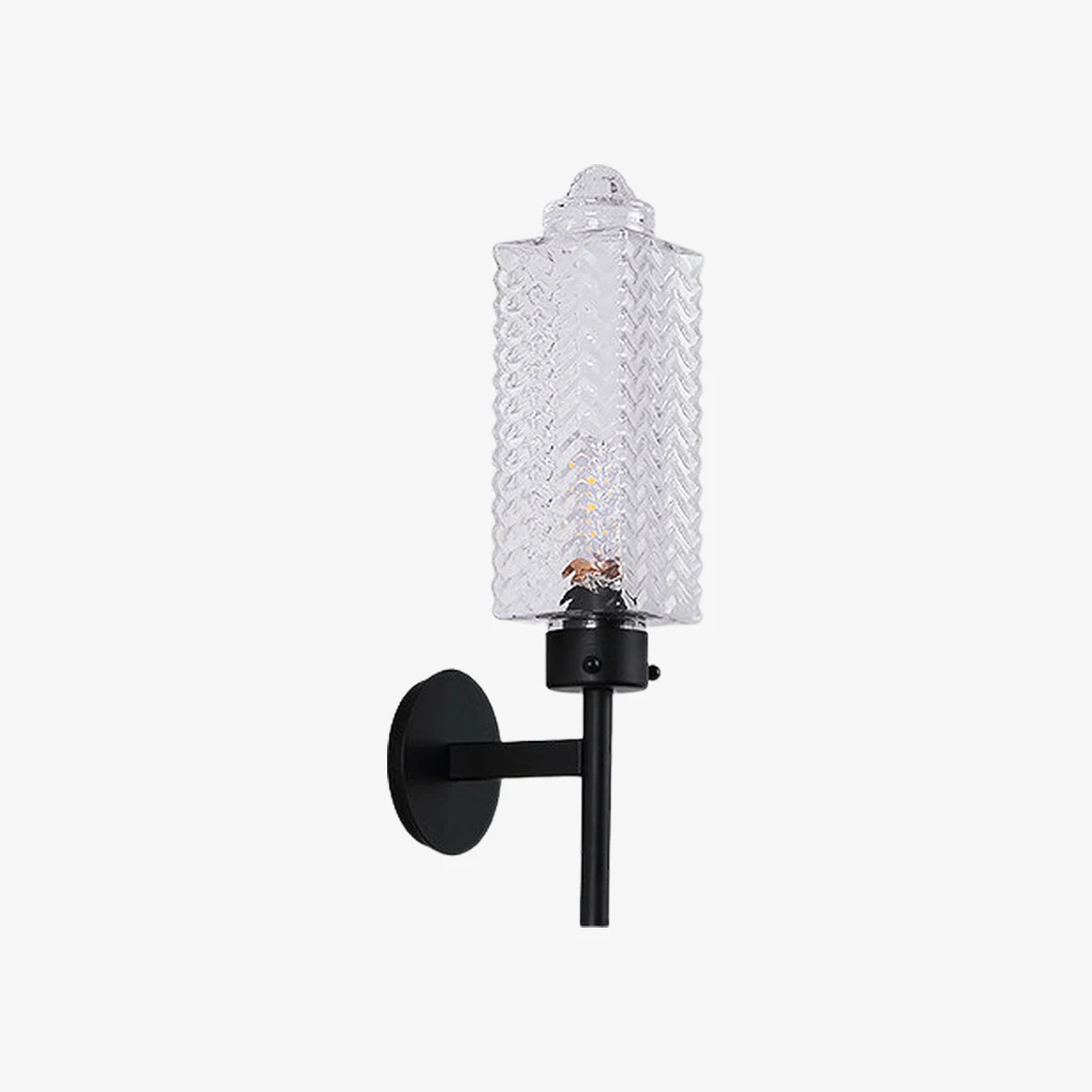 Matte Black rippled glass outdoor wall sconce