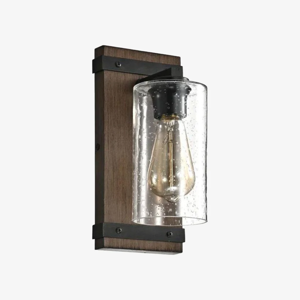 Outdoor seeded glass wall sconce specification view