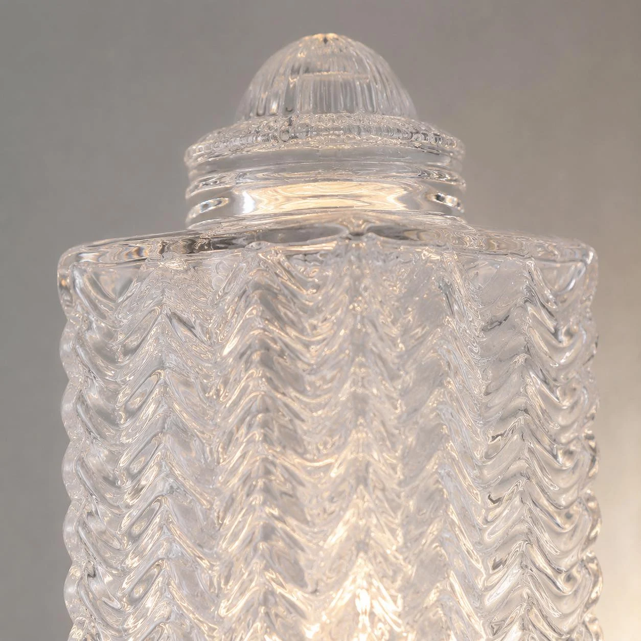 Close view of rippled clear glass