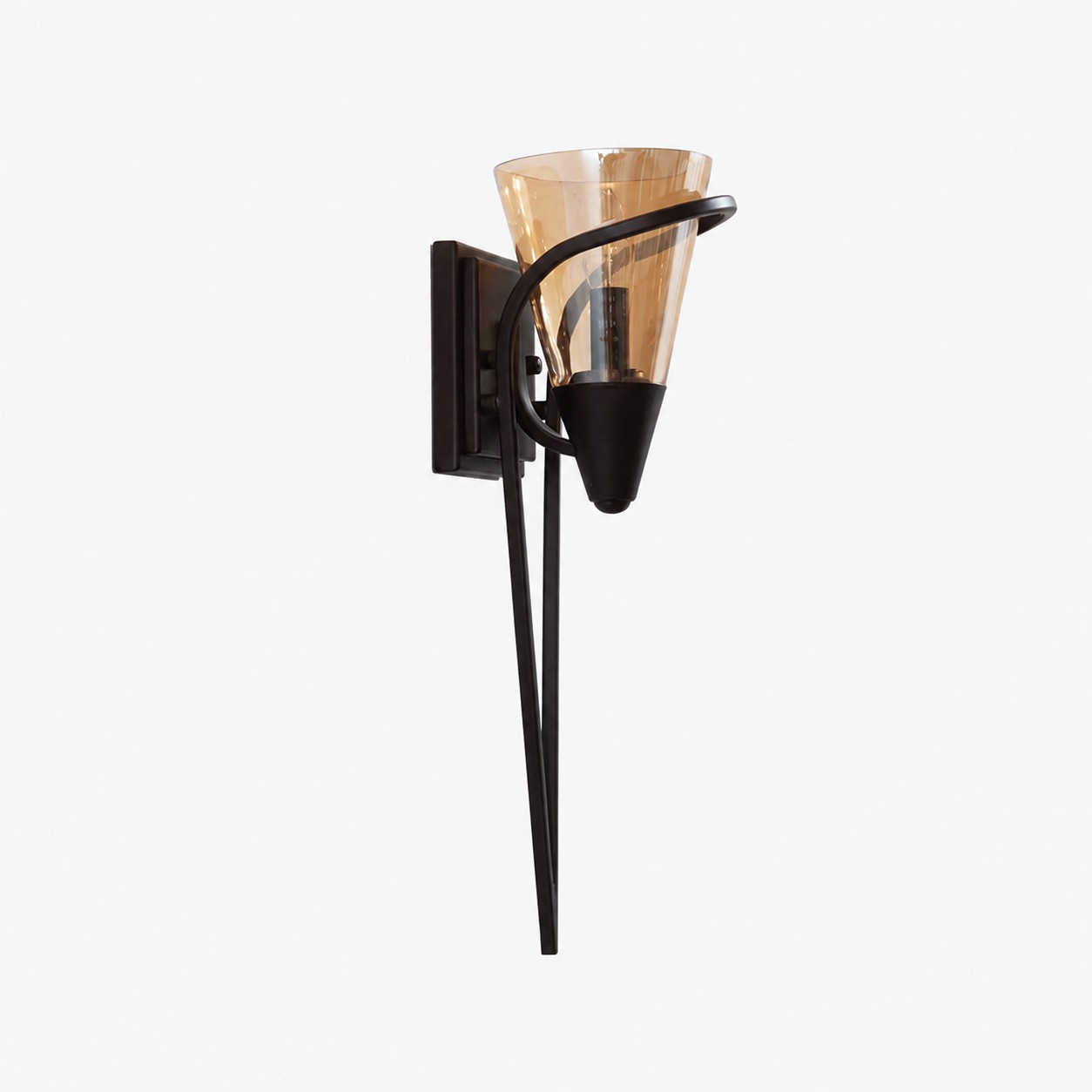 Amber glass black metal outdoor wall lamp product view