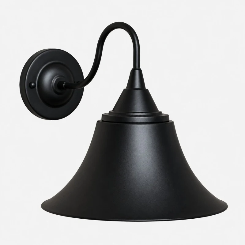 Black finish outdoor wall sconce on a white background