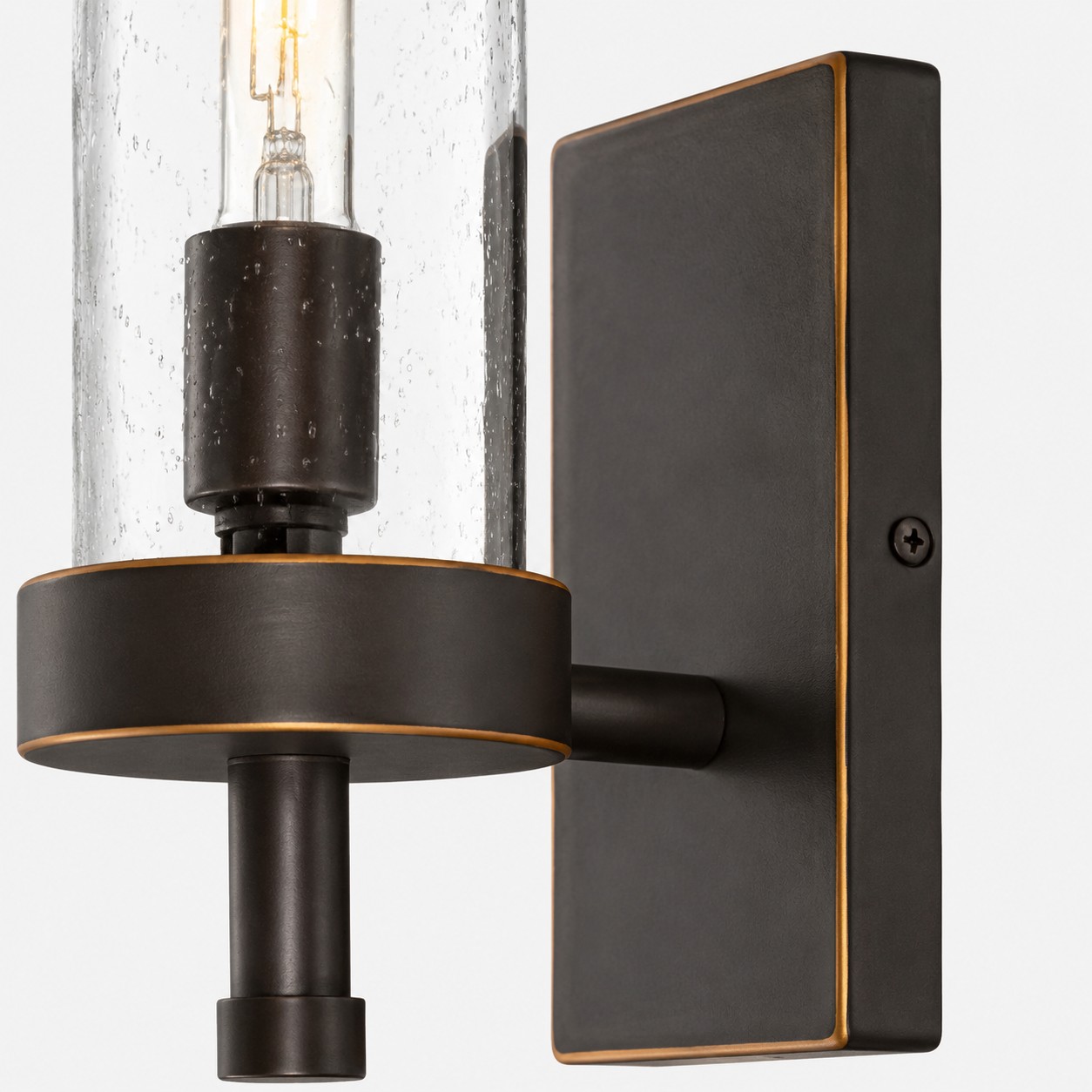 Black metal wall sconce detail