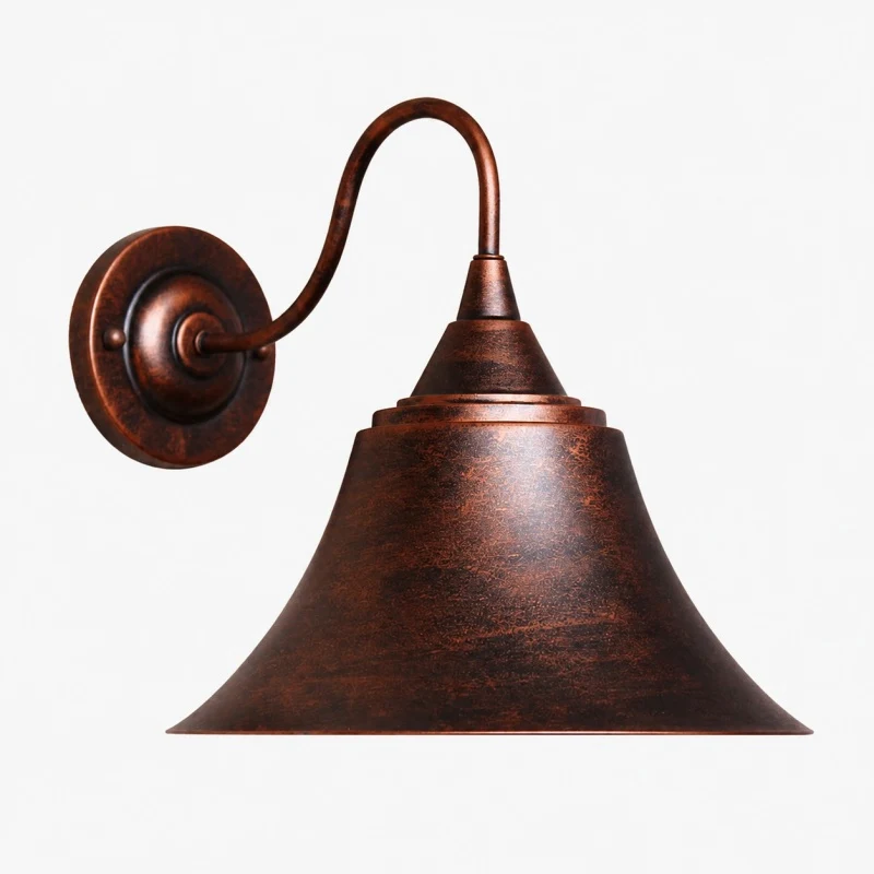 Rust finish outdoor wall sconce on a white background