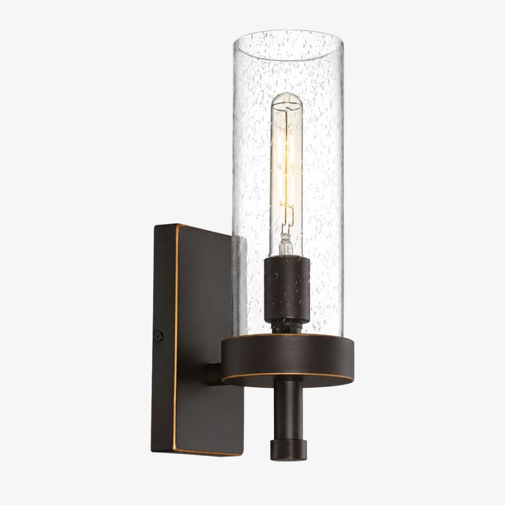 Dimension diagram for seeded glass cylinder wall sconce