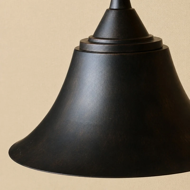 Close view of the Black metal bell shade