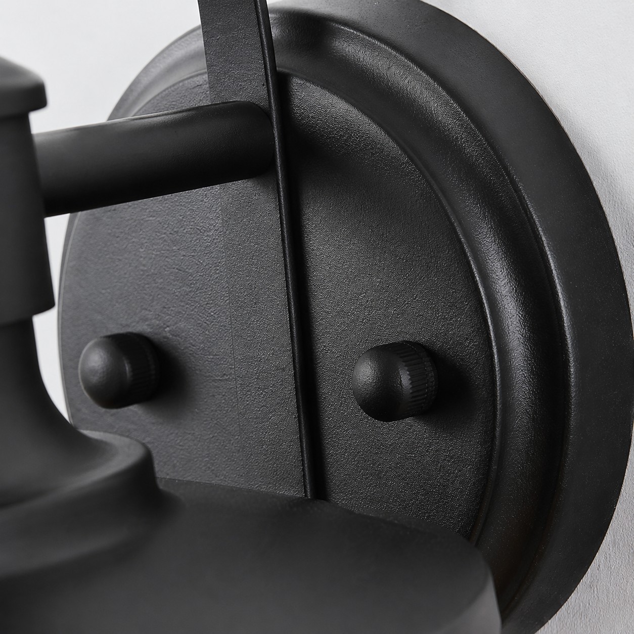 Sand black metal finish detail