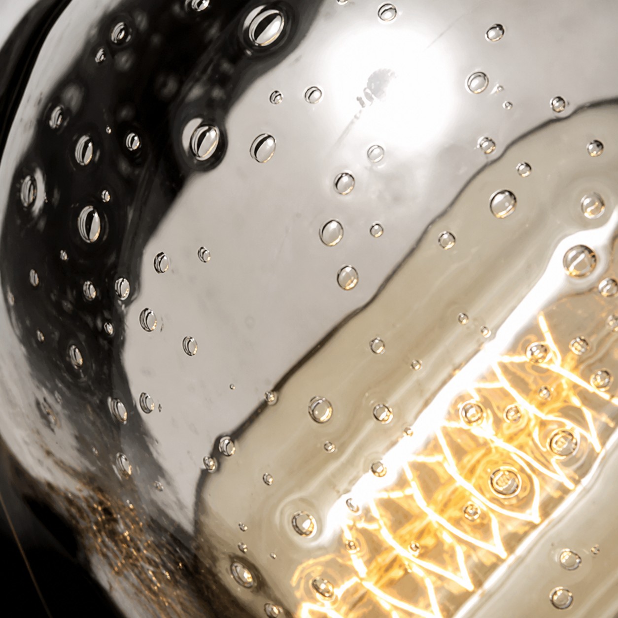 Clear seeded art glass texture detail