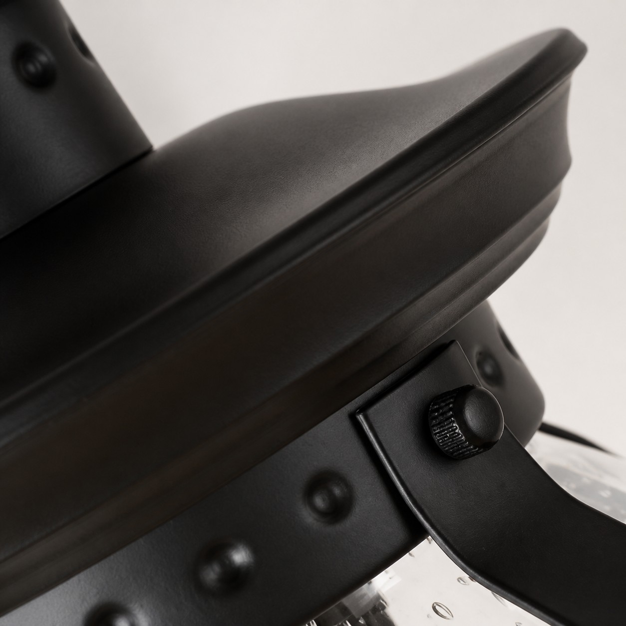 Matte black iron shade and curved side detail