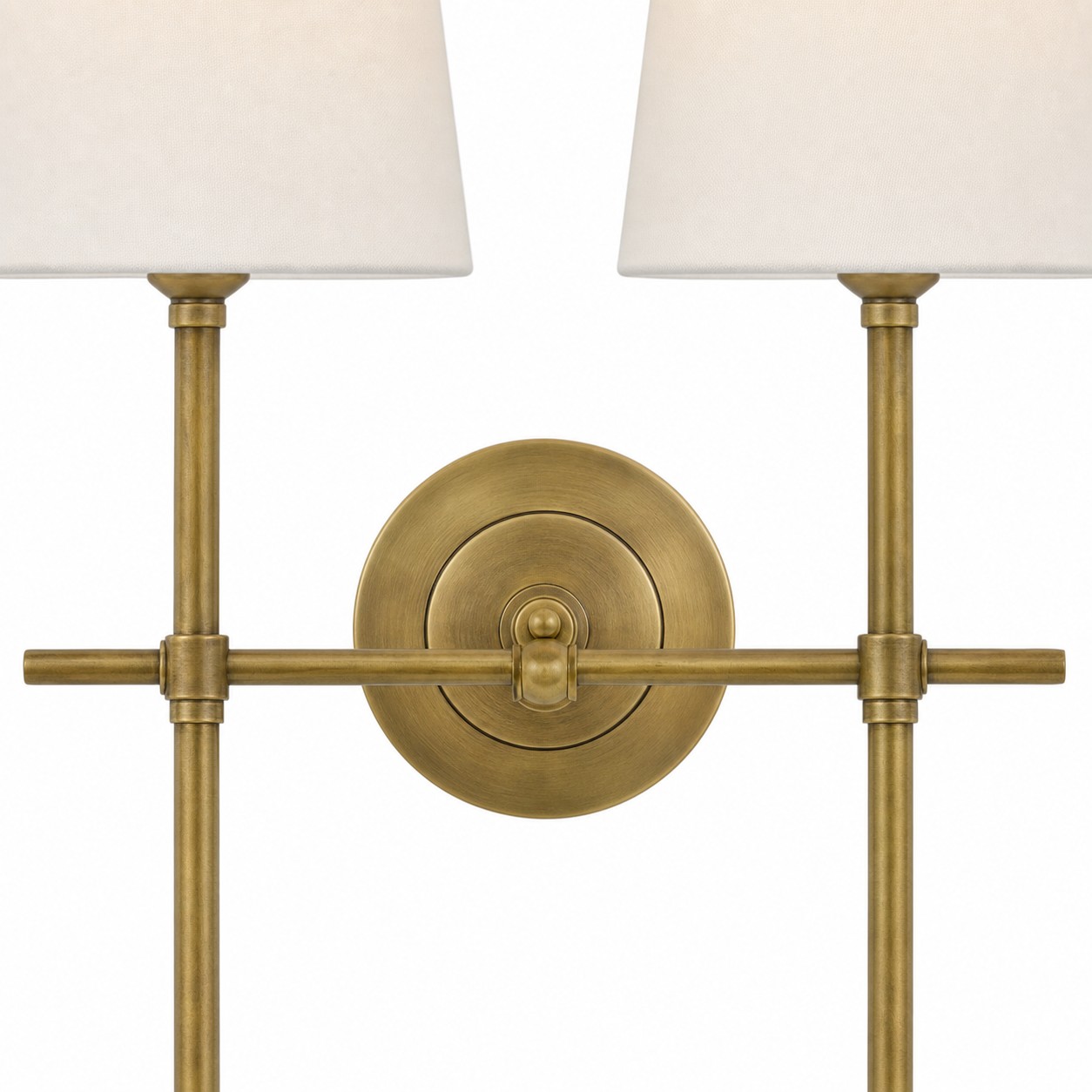 Close-up of Bryant two-light wall lamp frame and backplate