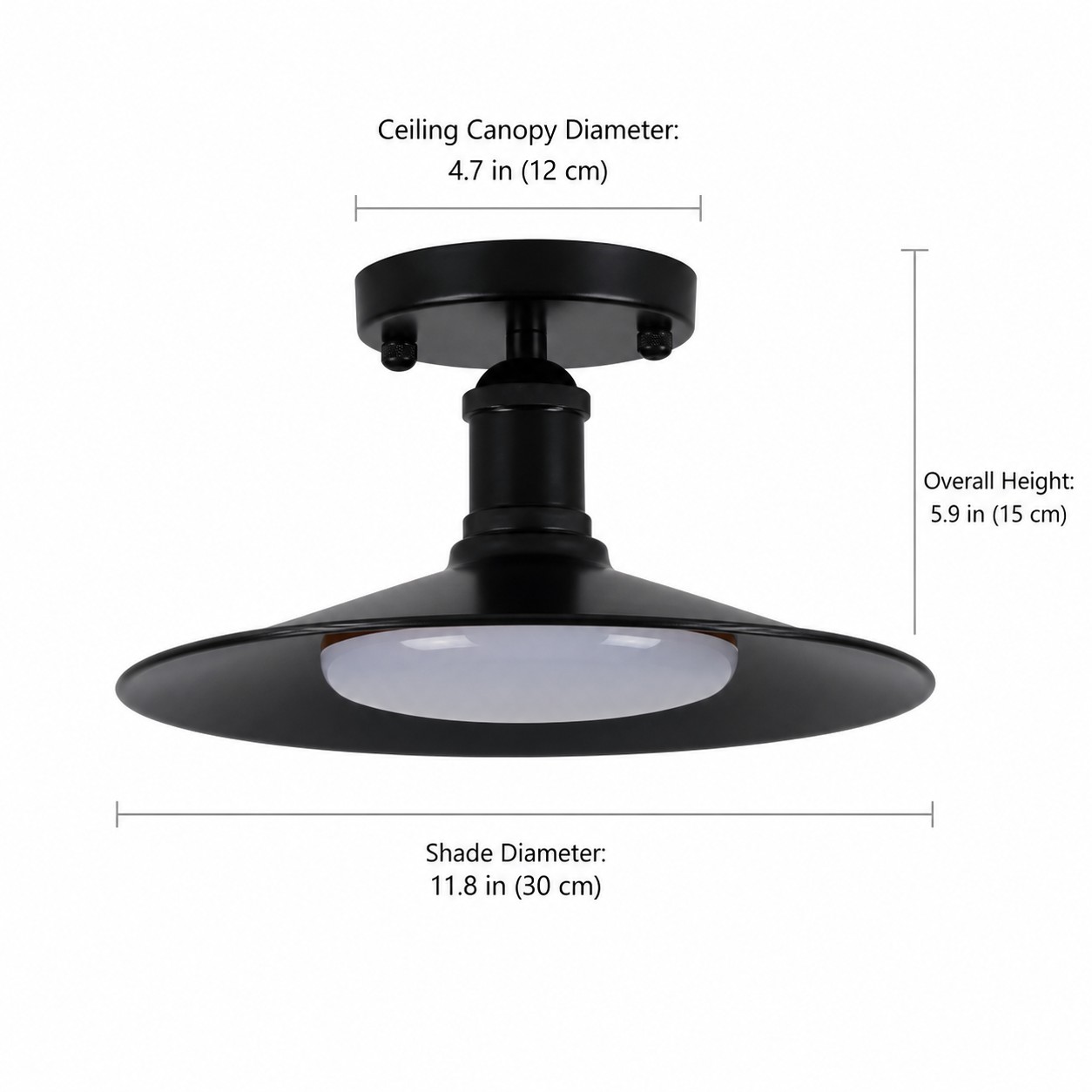 Leviaxa semi-flush ceiling light in black metal