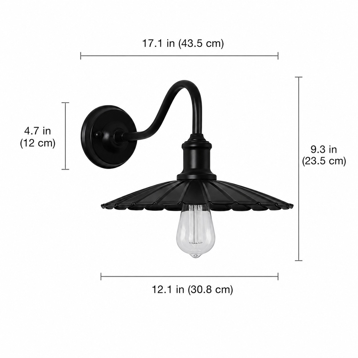 Black vintage outdoor wall sconce product view