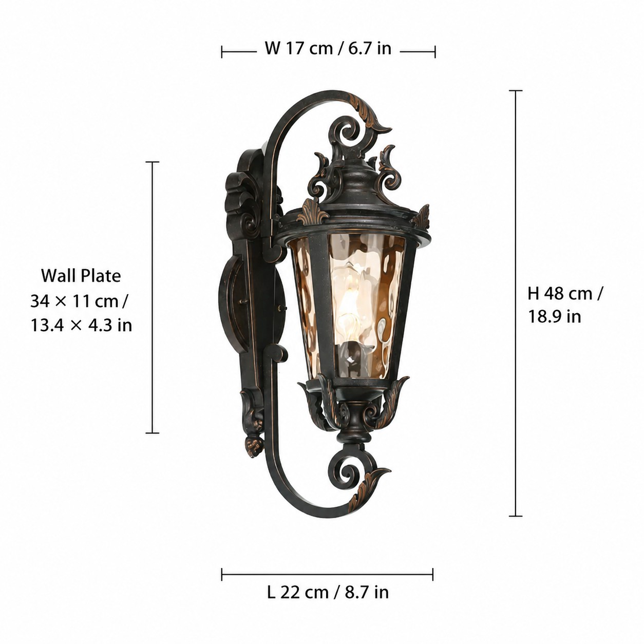 Extra Large XL vintage outdoor wall lantern