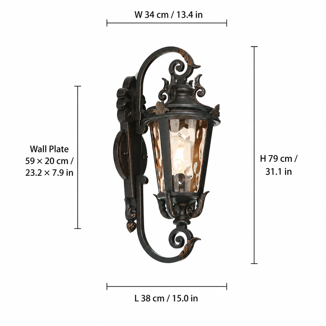Medium M vintage outdoor wall lantern