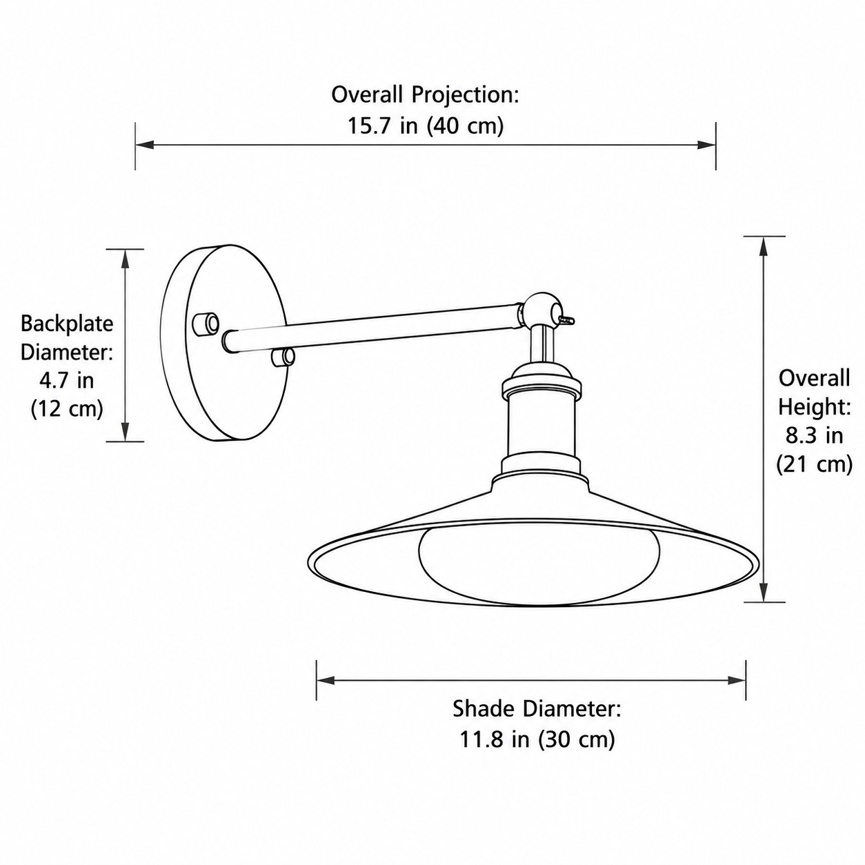 Leviaxa outdoor wall sconce dimension diagram
