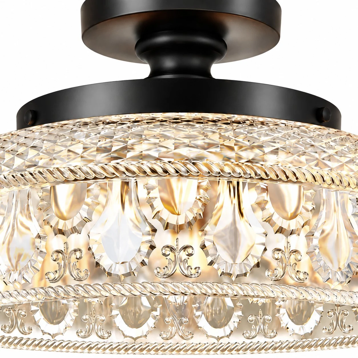 Clear textured disc with black metal hardware