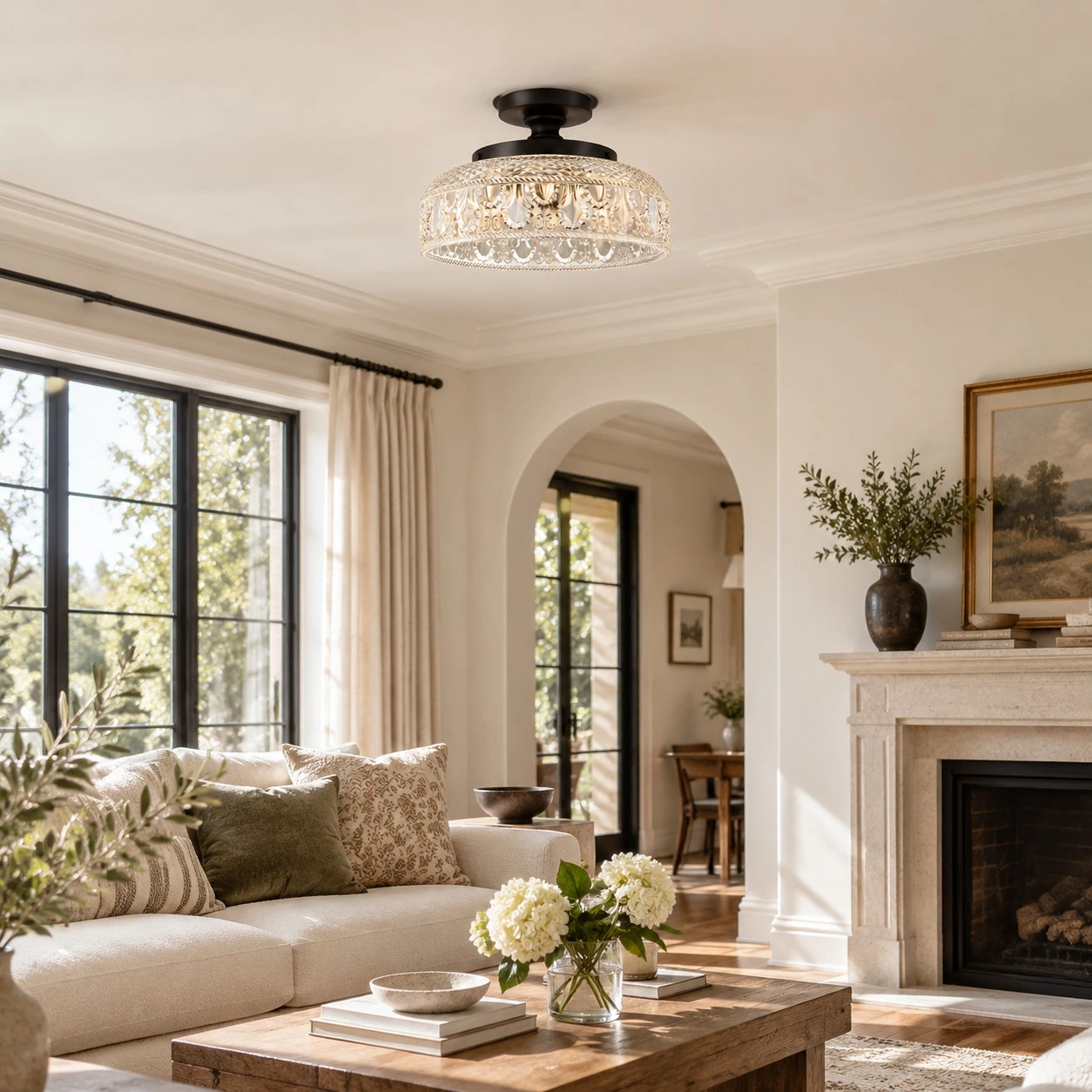 Jules Modern Textured Glass Disc Ceiling Light — image 10
