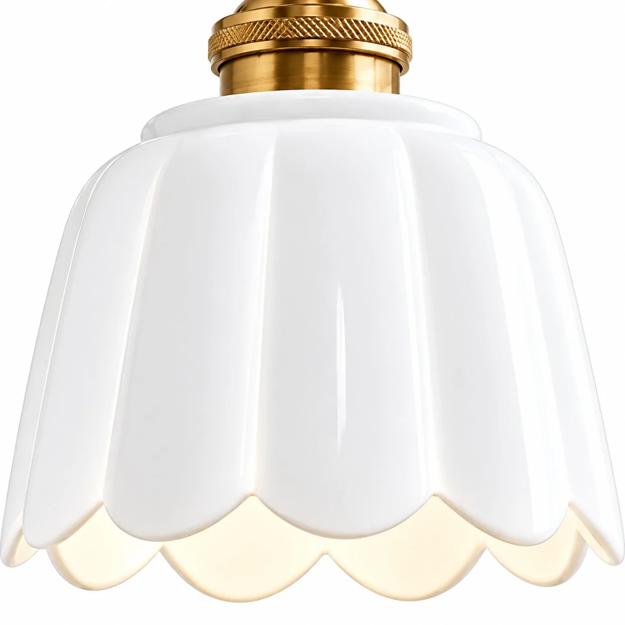 Scalloped ceramic shade close-up