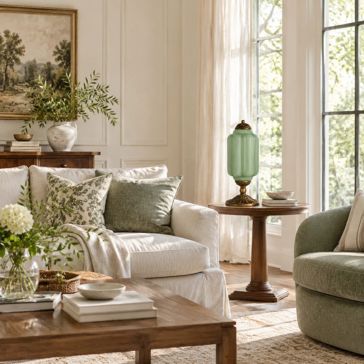 Eloise French retro glass table lamp in a living space