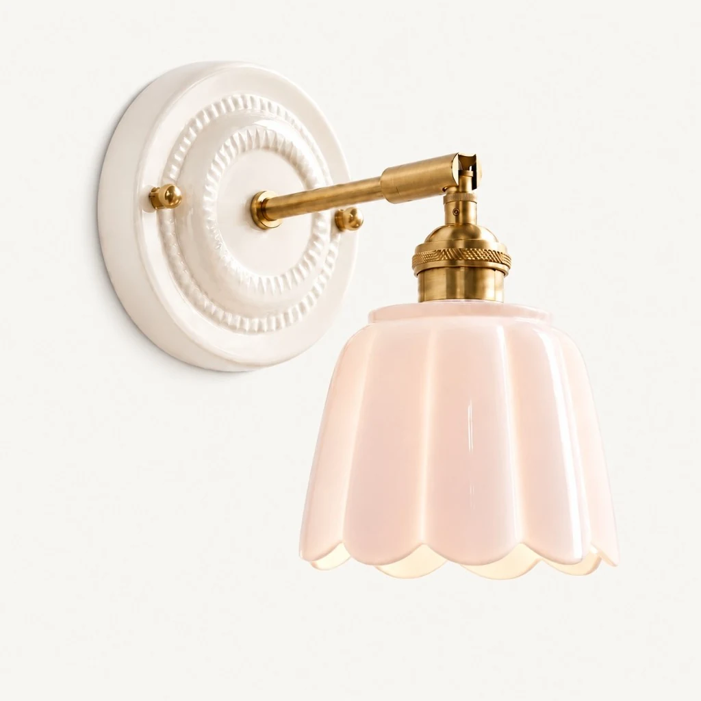 Sidney Vintage Flower Ceramic Wall Sconce — Pink