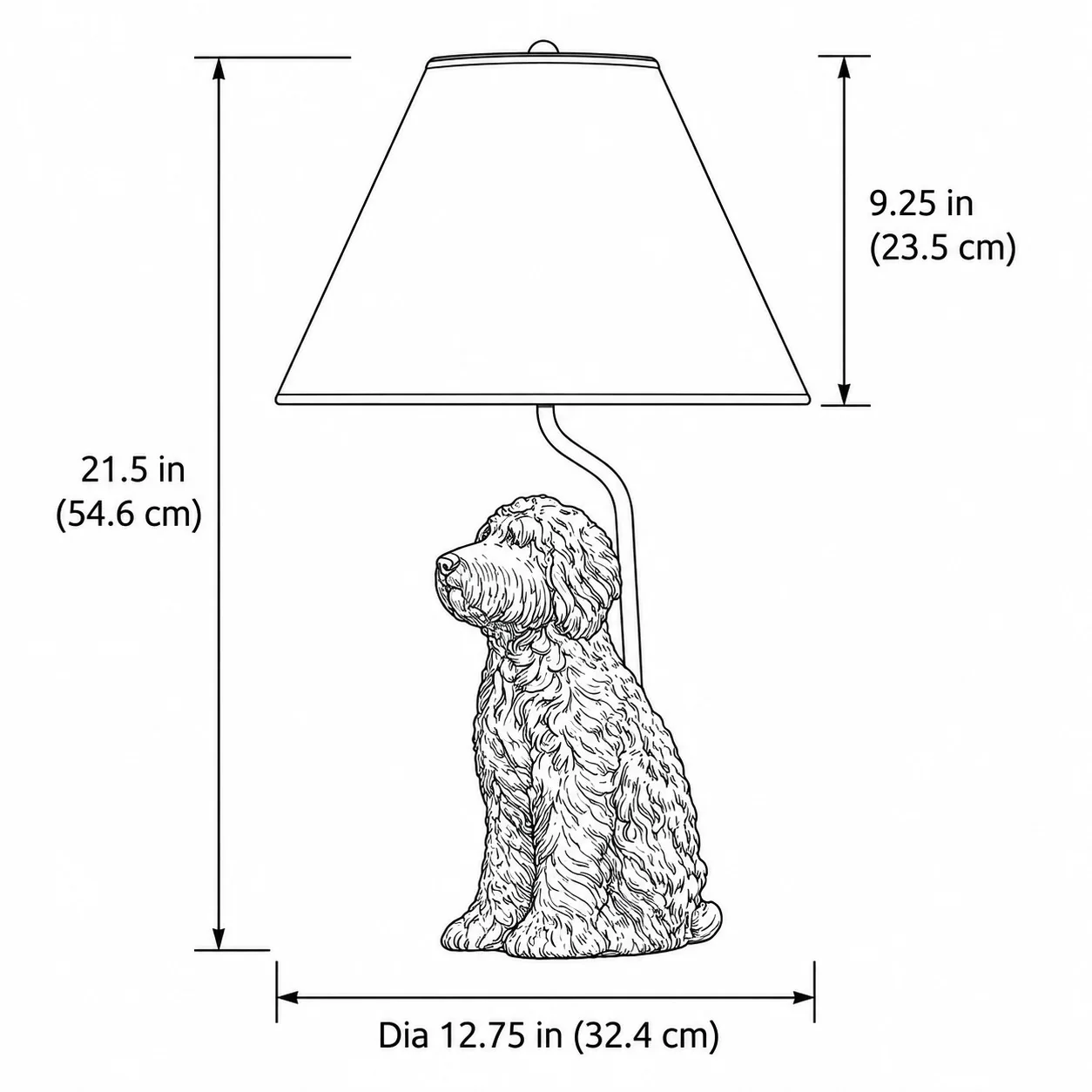 Doodle White Plain lamp dimension drawing