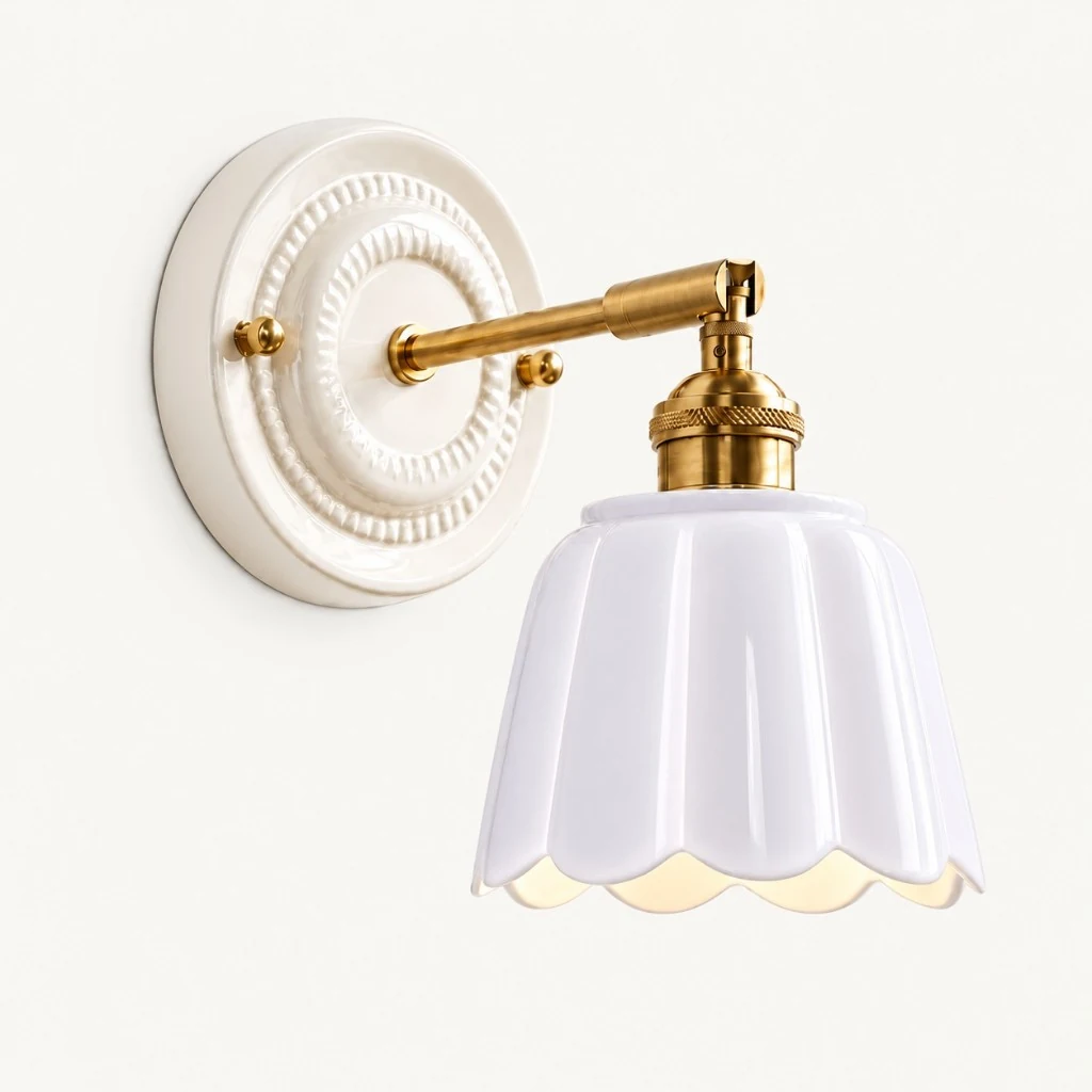 Sidney Vintage Flower Ceramic Wall Sconce — Light Purple