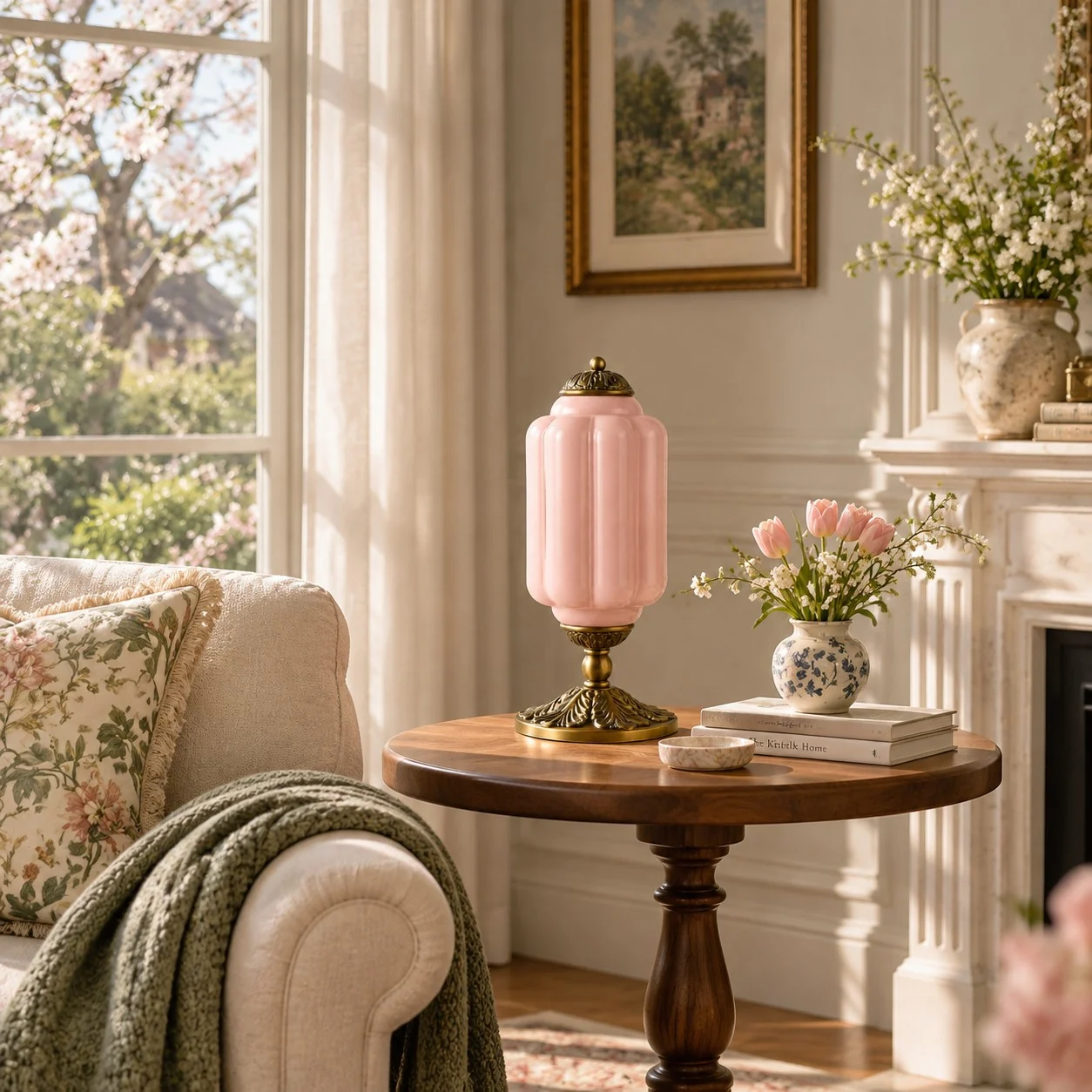 Eloise French retro glass table lamp in a living space