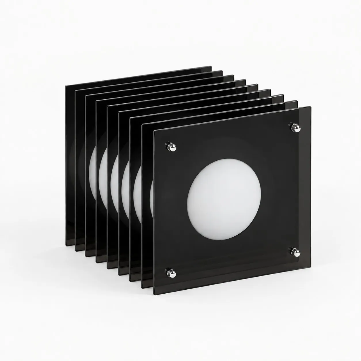 Black acrylic cube lamp, unlit